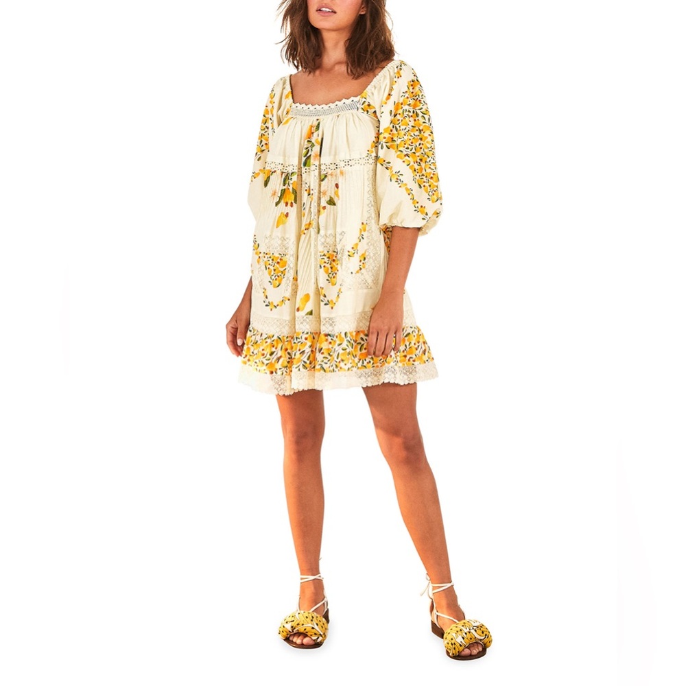 FARM Rio Orange and White Floral Blouse